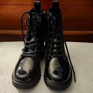 Rochelle Glitter Zipper Lace-up Combat Boots